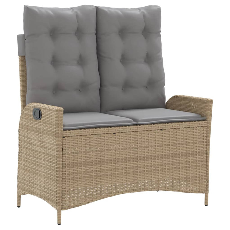 2-delige Tuinset met kussens poly rattan beige