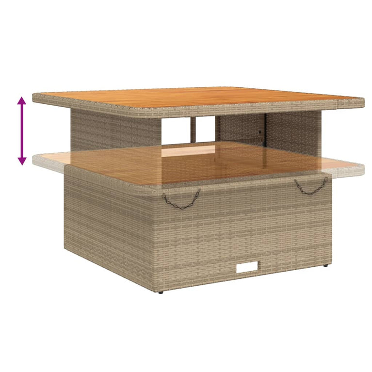 2-delige Tuinset met kussens poly rattan beige