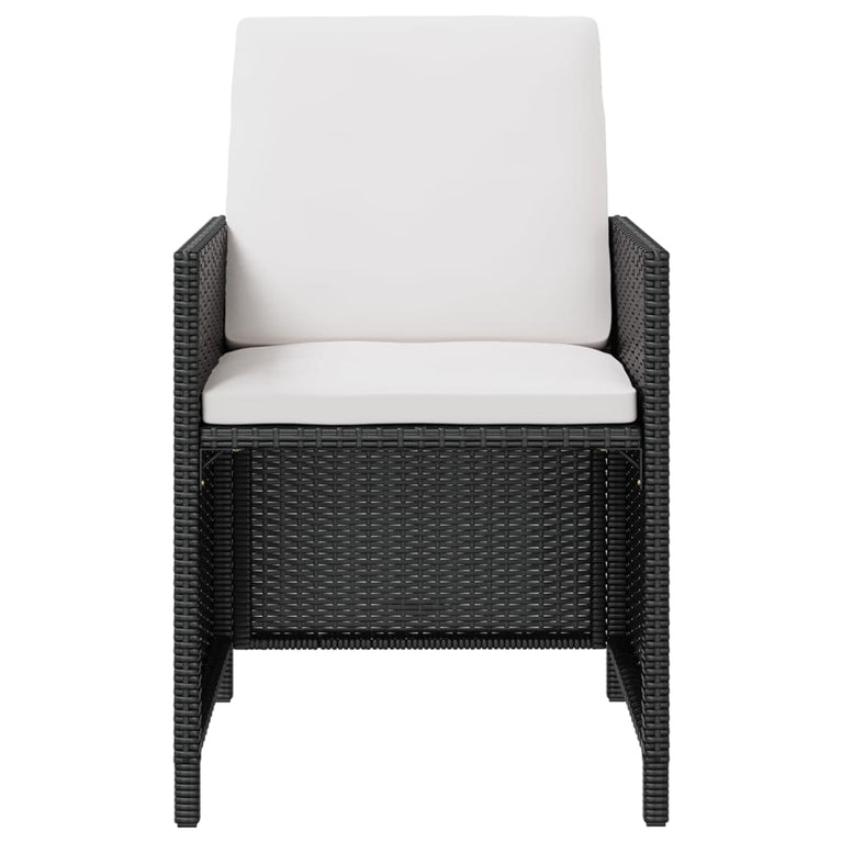 5-delige Tuinset poly rattan en acaciahout zwart