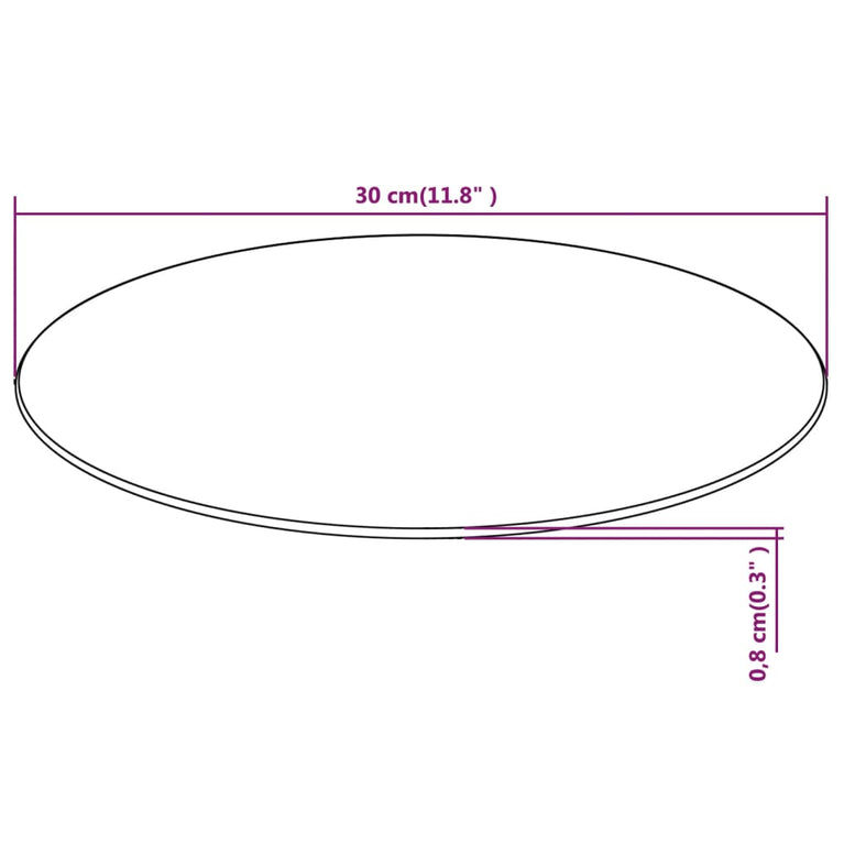 Tafelblad van gehard glas 300 mm rond