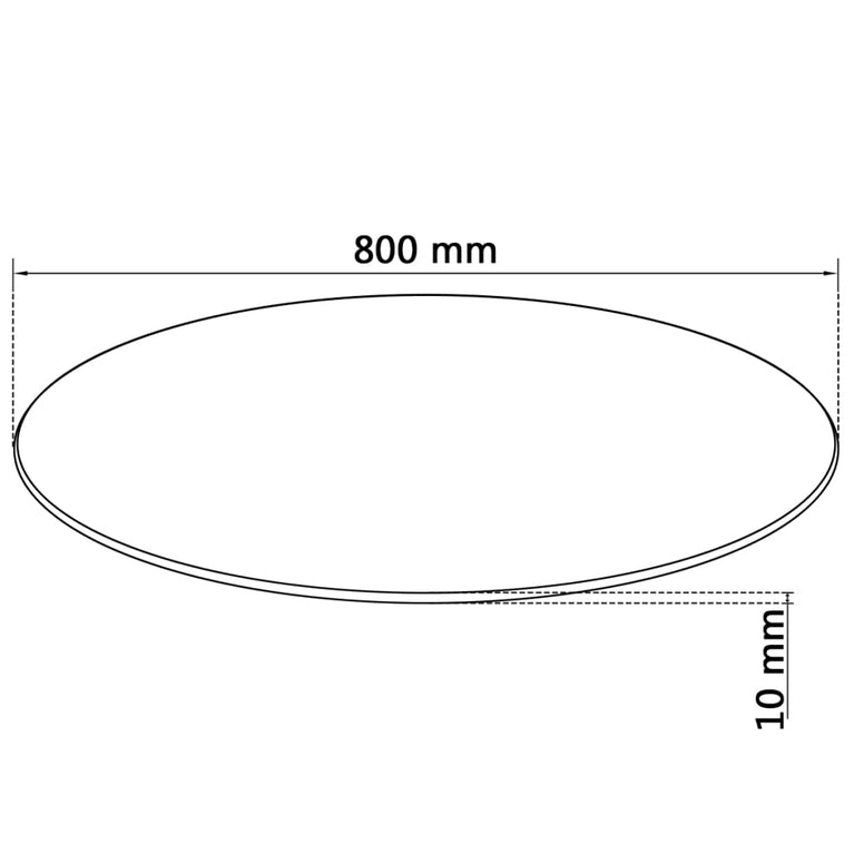 Tafelblad van gehard glas 800 mm rond