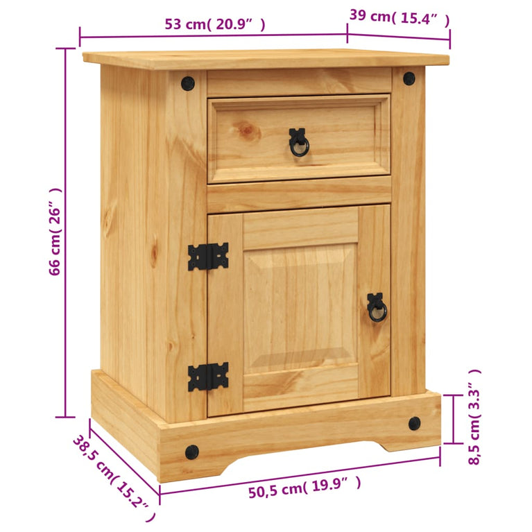 Nachtkastje Mexicaans grenenhout Corona-stijl 53x39x66 cm