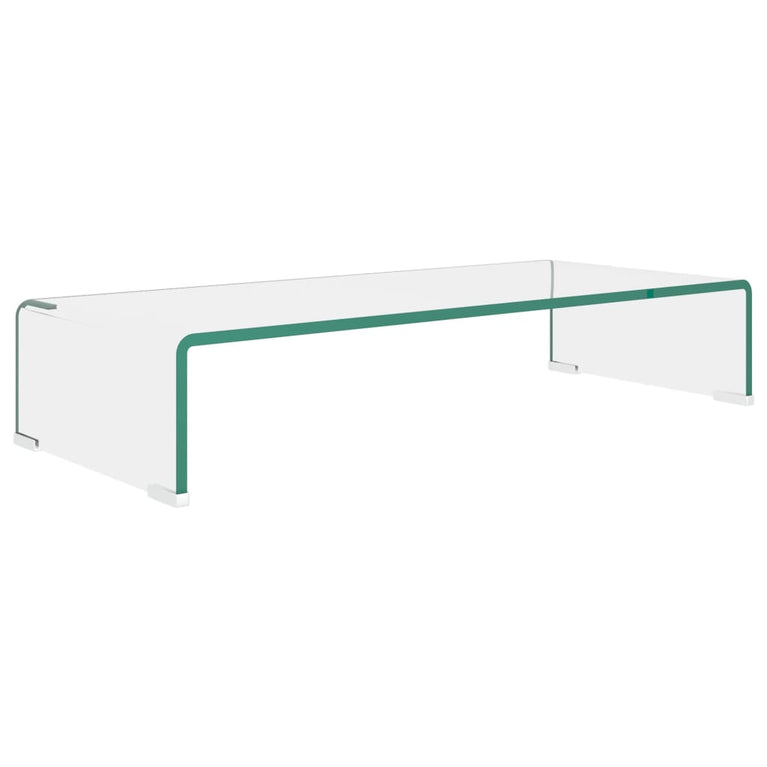 Tv-meubel/monitorverhoger transparant 70x30x13 cm glas