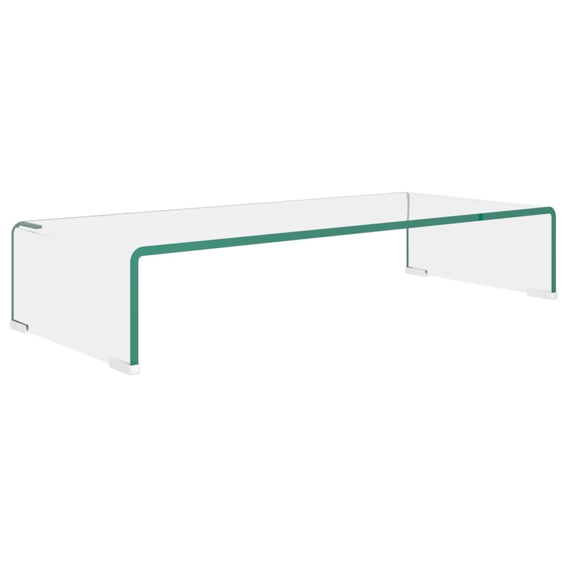 Tv-meubel/monitorverhoger transparant 70x30x13 cm glas