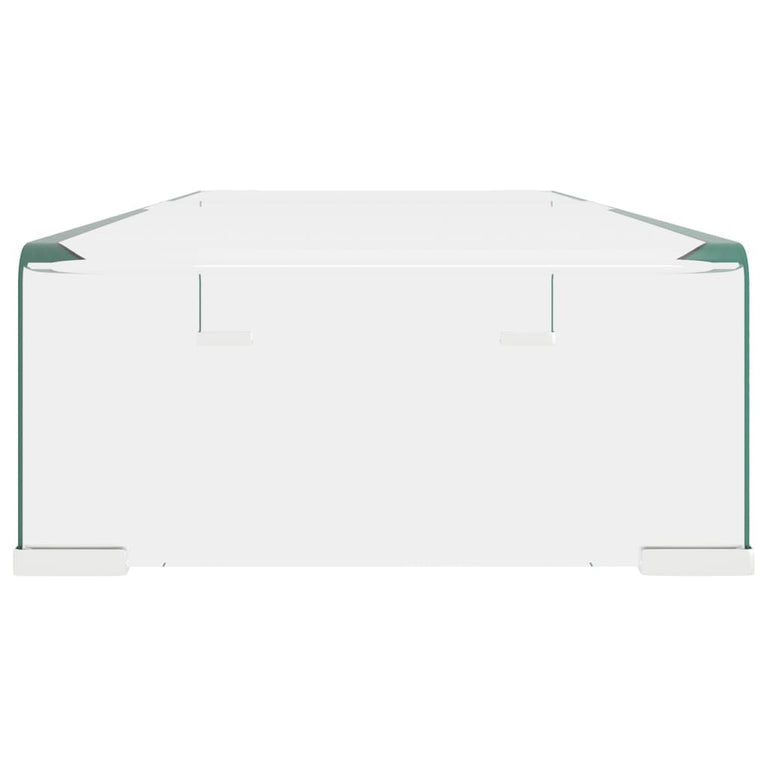 Tv-meubel/monitorverhoger transparant 70x30x13 cm glas