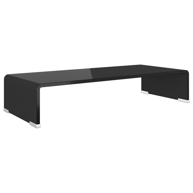 TV-meubel/monitorverhoger zwart 60x25x11 cm glas