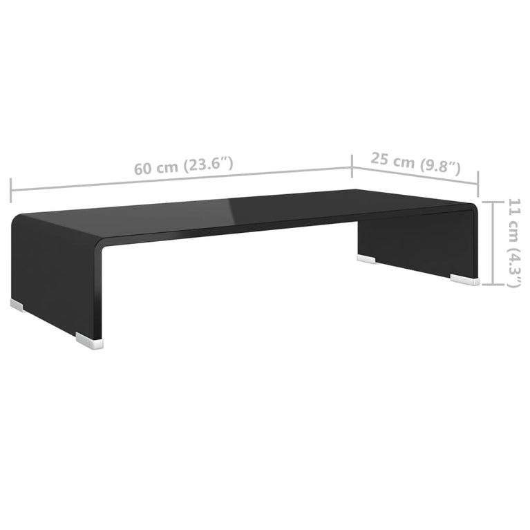 TV-meubel/monitorverhoger zwart 60x25x11 cm glas