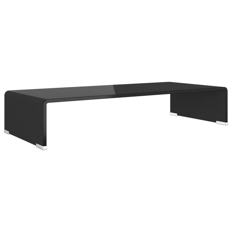 Tv-meubel/monitorverhoger zwart 70x30x13 cm glas