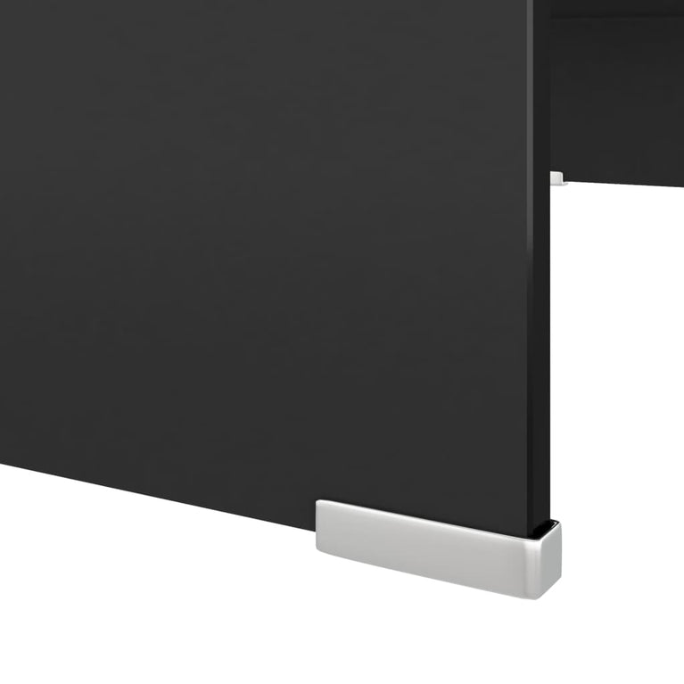 Tv-meubel/monitorverhoger zwart 70x30x13 cm glas