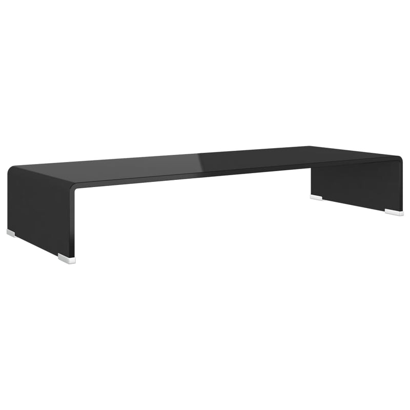 Tv-meubel/monitorverhoger zwart 80x30x13 cm glas