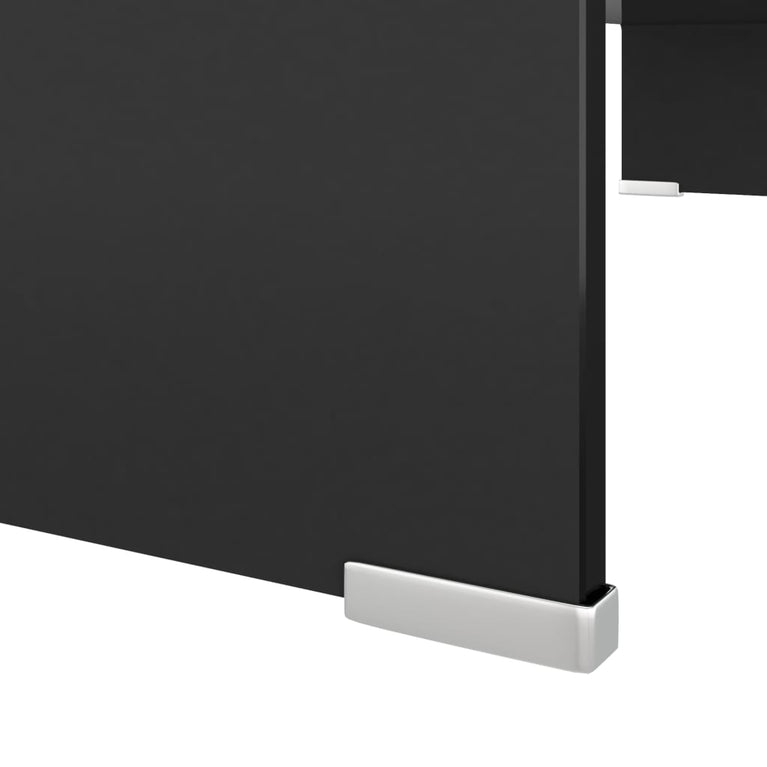 Tv-meubel/monitorverhoger zwart 80x30x13 cm glas