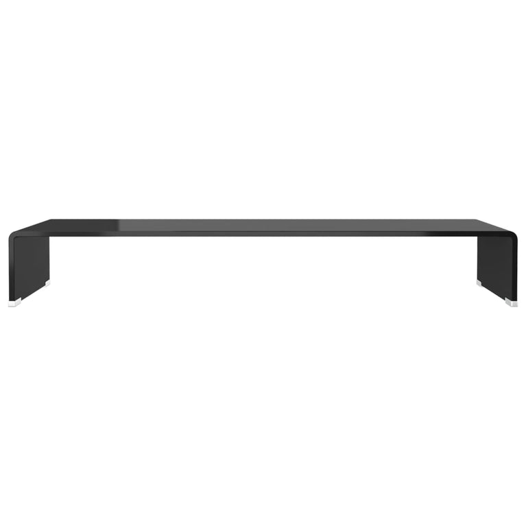 Tv-meubel/monitorverhoger zwart 90x30x13 cm glas
