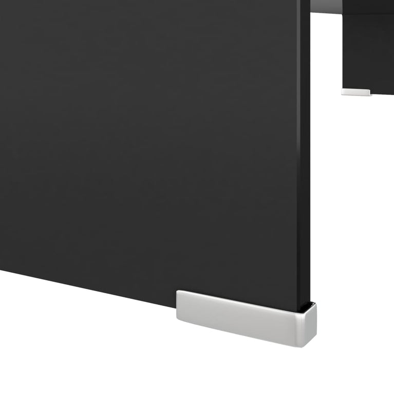 Tv-meubel/monitorverhoger zwart 90x30x13 cm glas
