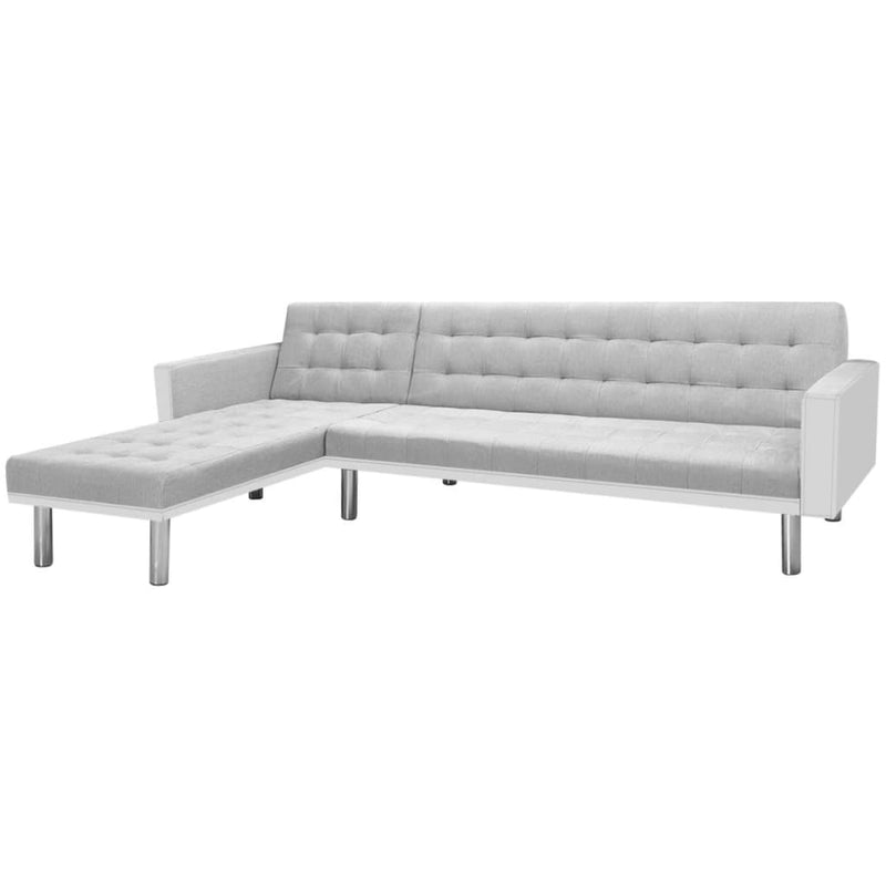 Hoekslaapbank 218x155x69 cm stof wit en grijs