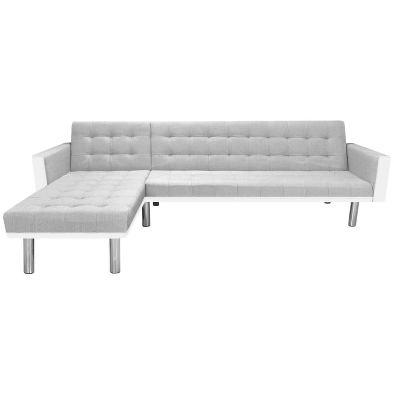 Hoekslaapbank 218x155x69 cm stof wit en grijs