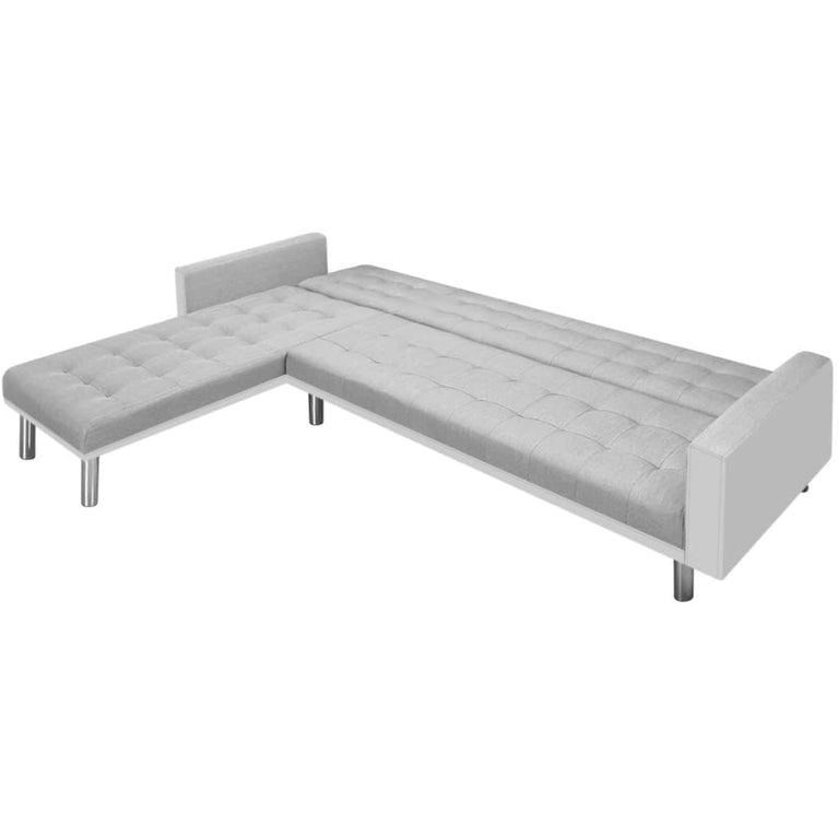 Hoekslaapbank 218x155x69 cm stof wit en grijs