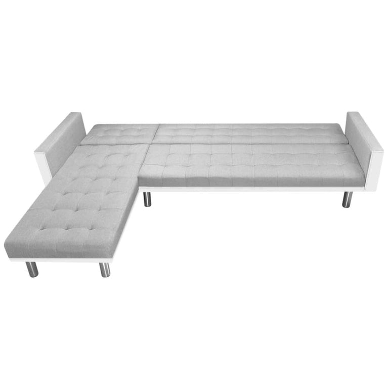 Hoekslaapbank 218x155x69 cm stof wit en grijs