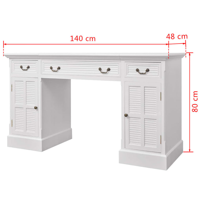 Bureau ministre wit 140x48x80 cm