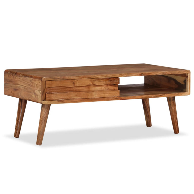 Salontafel met bewerkte lade 100x50x40 cm massief hout