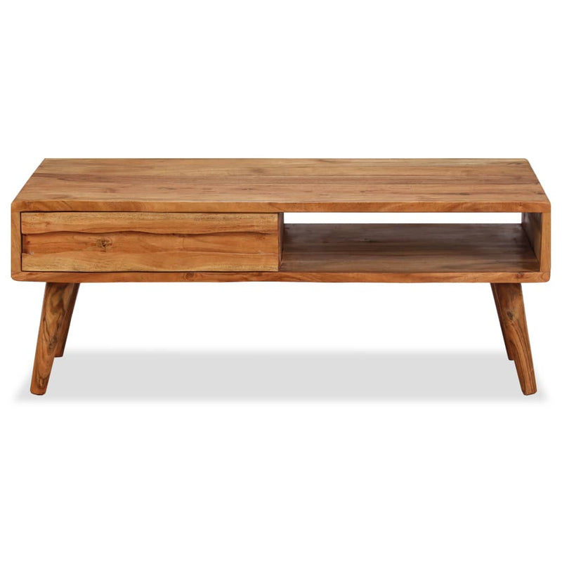 Salontafel met bewerkte lade 100x50x40 cm massief hout