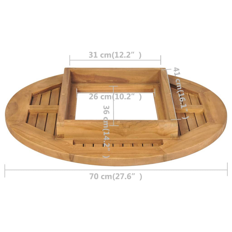 Tafelblad voor bierkrat 70 cm teakhout