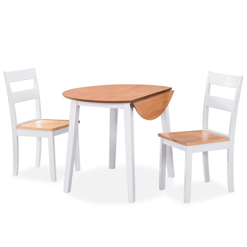 Eetkamerset MDF en rubberwood wit 3-delig
