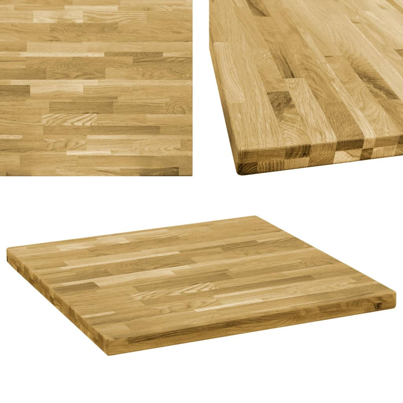 Tafelblad vierkant 44 mm 70x70 cm massief eikenhout