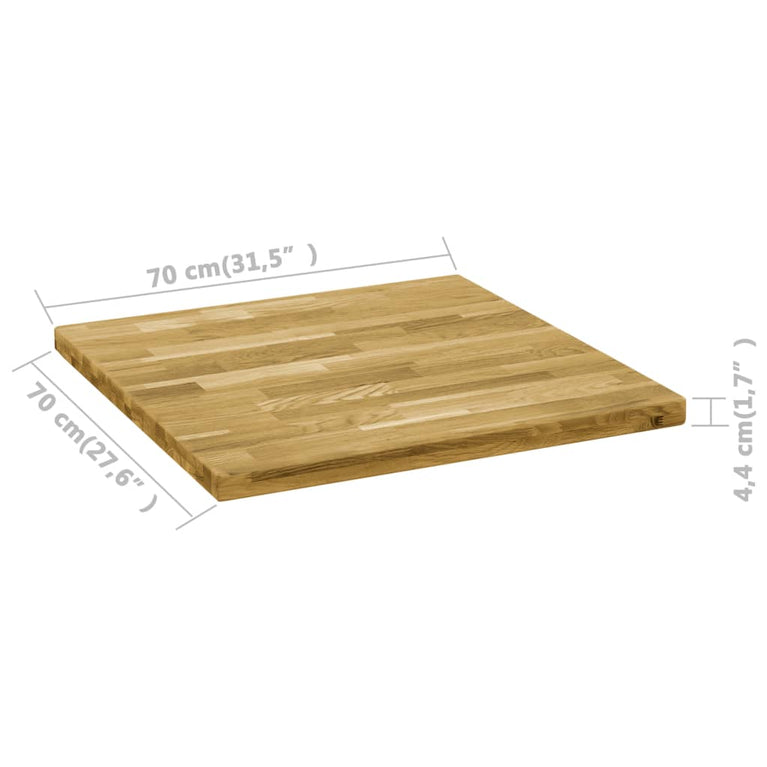 Tafelblad vierkant 44 mm 70x70 cm massief eikenhout