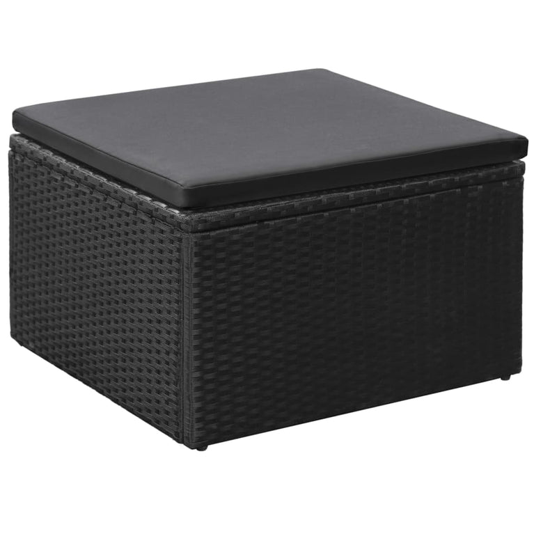 3-delige Loungeset poly rattan zwart en grijs