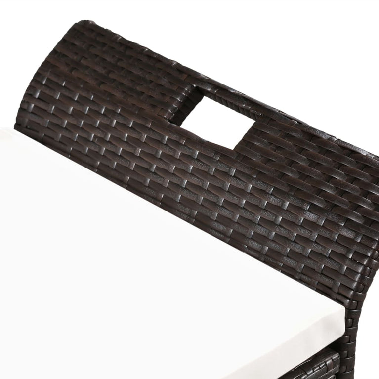 Opbergbankje met kussen 138 cm poly rattan bruin