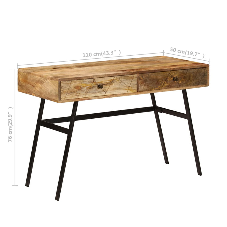 Schrijftafel met lades 110x50x76 cm massief mangohout