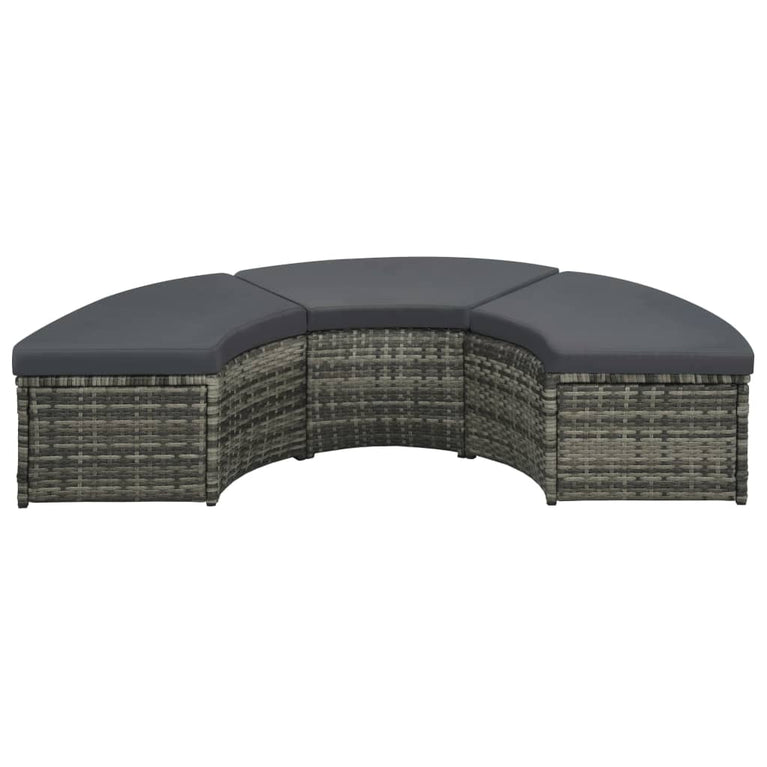 7-delige Loungeset met kussens poly rattan grijs