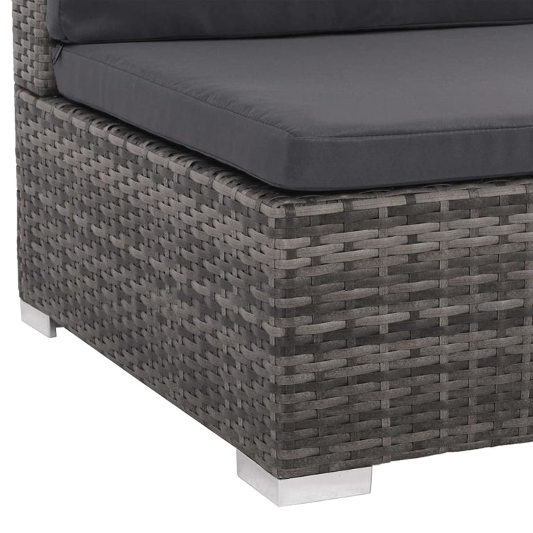 6-delige Loungeset met kussens poly rattan grijs