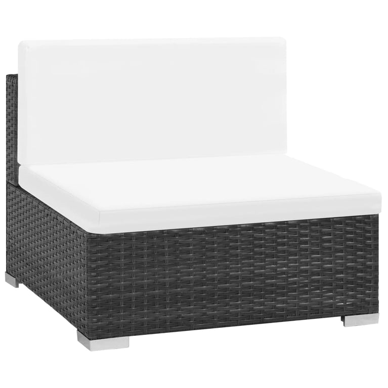 8-delige Loungeset met kussens poly rattan zwart