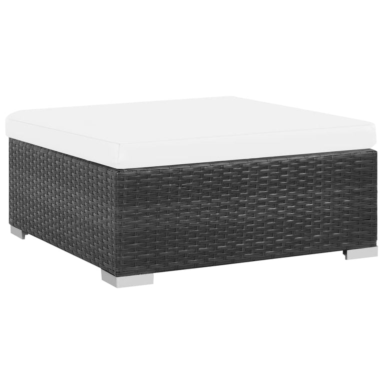 8-delige Loungeset met kussens poly rattan zwart