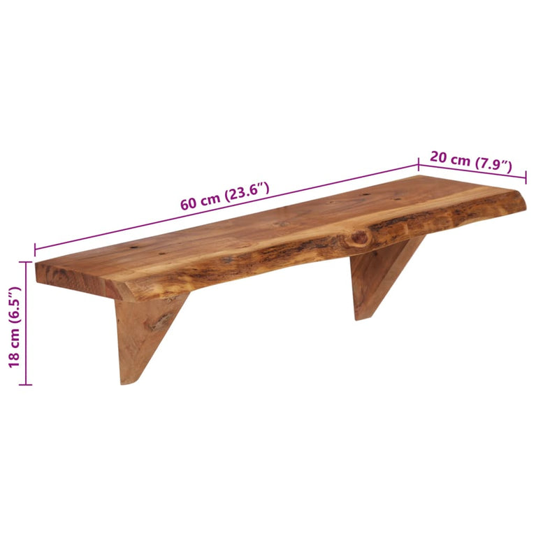 Wandschappen 2 st 60x20x18 cm massief acaciahout