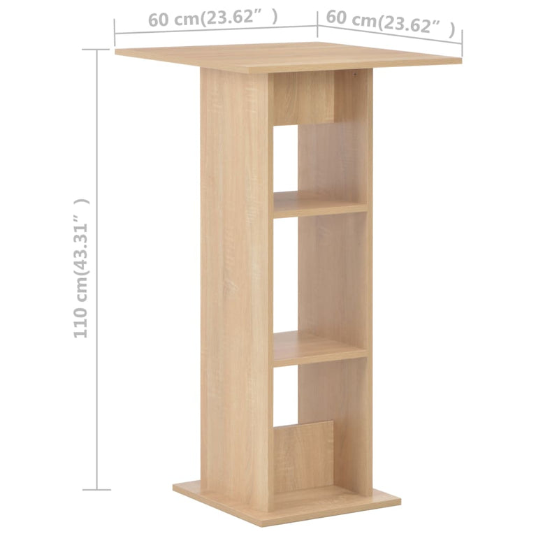 Bartafel 60x60x110 cm eikenkleurig