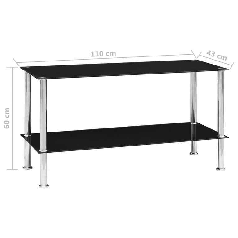 Salontafel 110x43x60 cm gehard glas zwart
