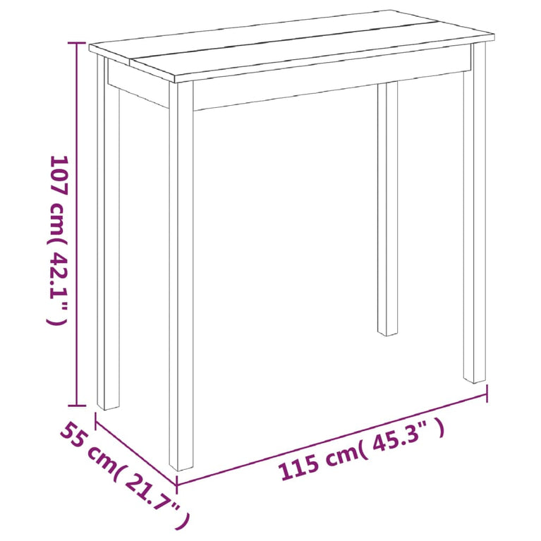 Bartafel 115x55x107 cm MDF zwart