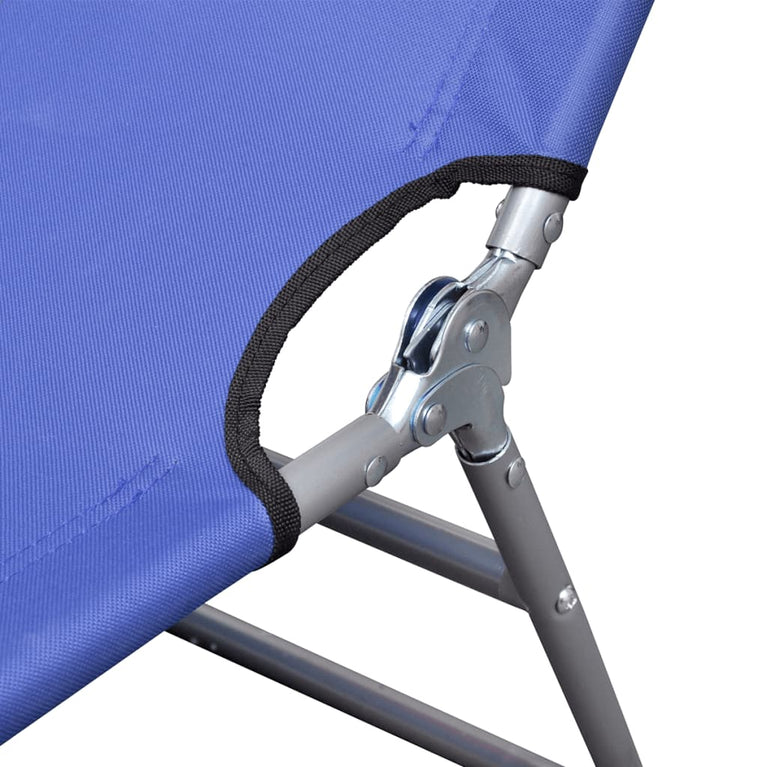 Ligbed inklapbaar met hoofdkussen gepoedercoat staal blauw