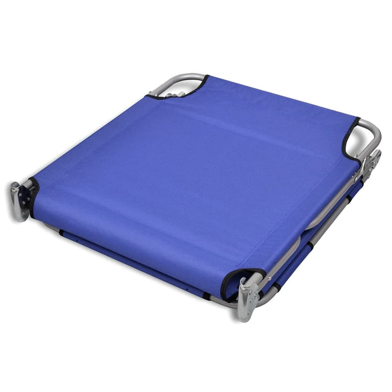 Ligbed inklapbaar met hoofdkussen gepoedercoat staal blauw