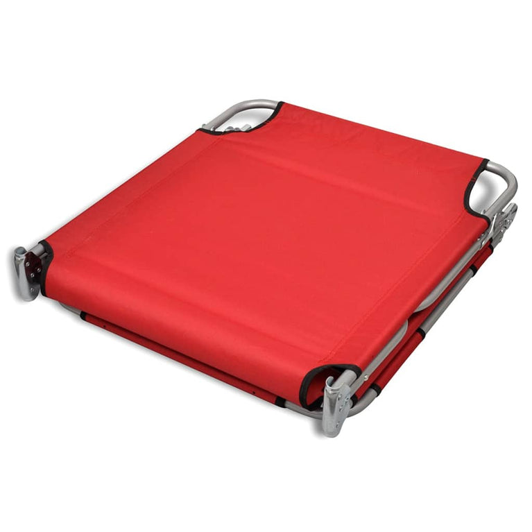Ligbed inklapbaar met hoofdkussen gepoedercoat staal rood