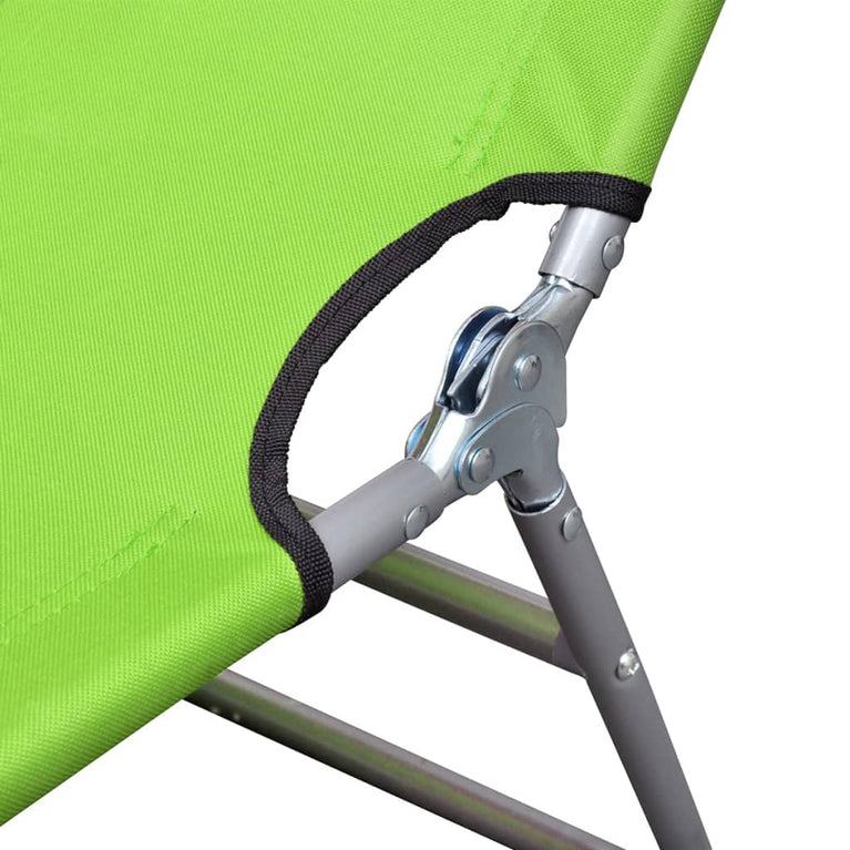 Ligbed inklapbaar met hoofdkussen gepoedercoat staal groen