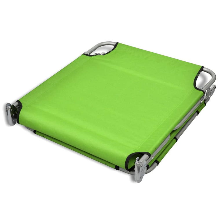 Ligbed inklapbaar met hoofdkussen gepoedercoat staal groen