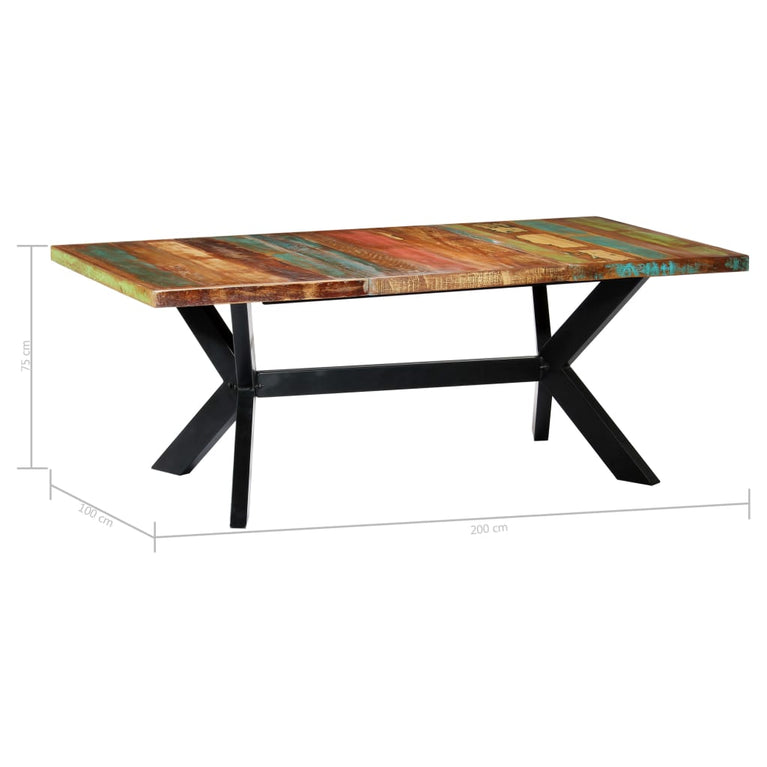 Eettafel 200x100x75 cm massief gerecycled hout