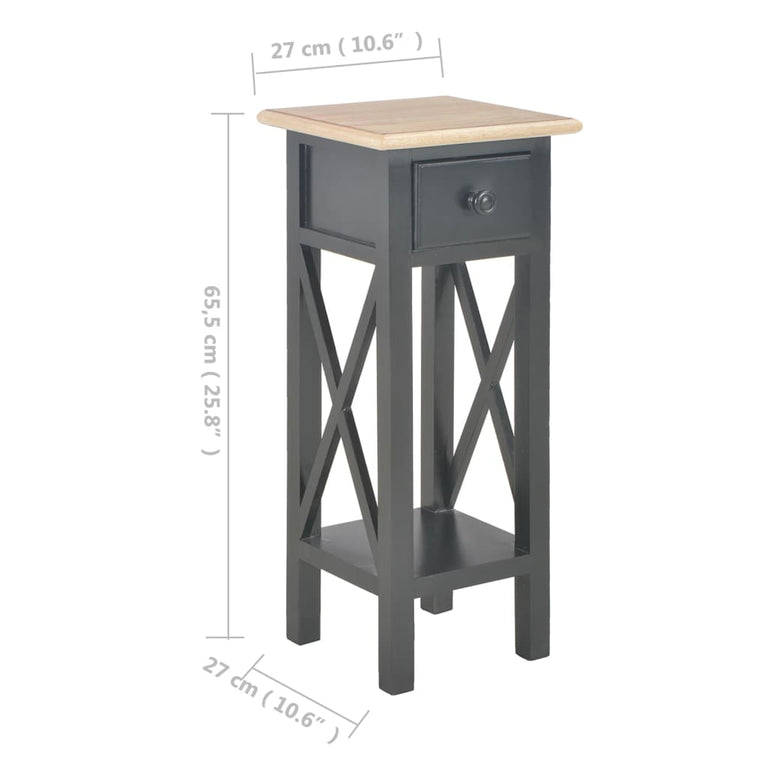 Bijzettafel 27x27x65,5 cm hout zwart