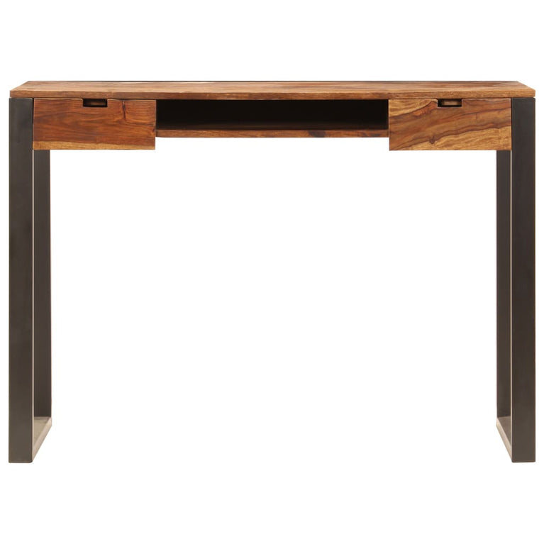 Bureau 110x55x78 cm massief sheeshamhout en staal