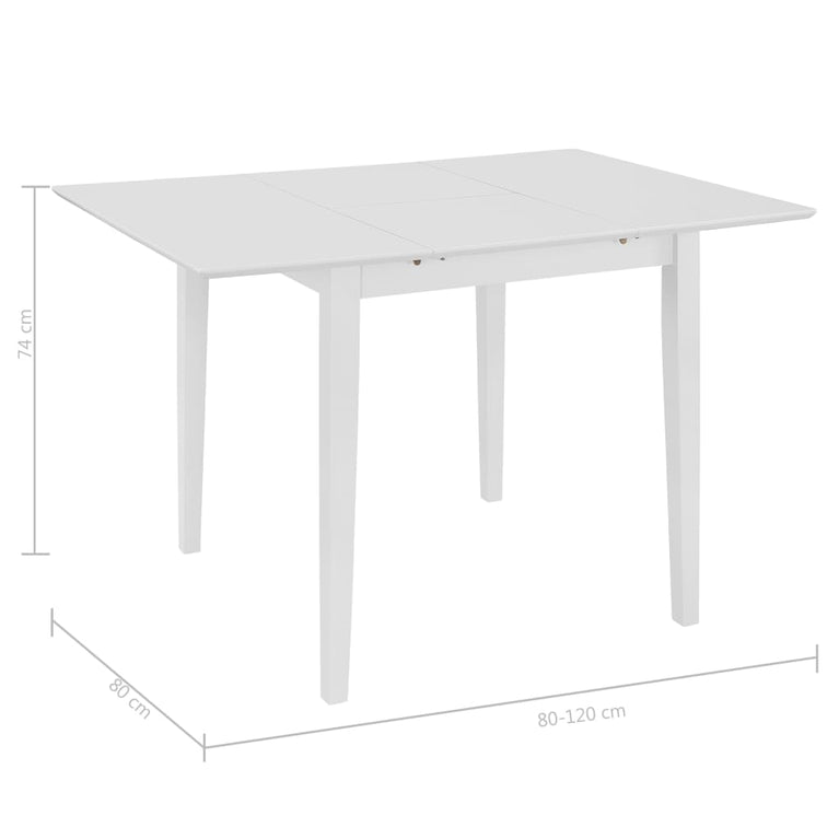 Eettafel verlengbaar (80-120)x80x74 cm MDF wit