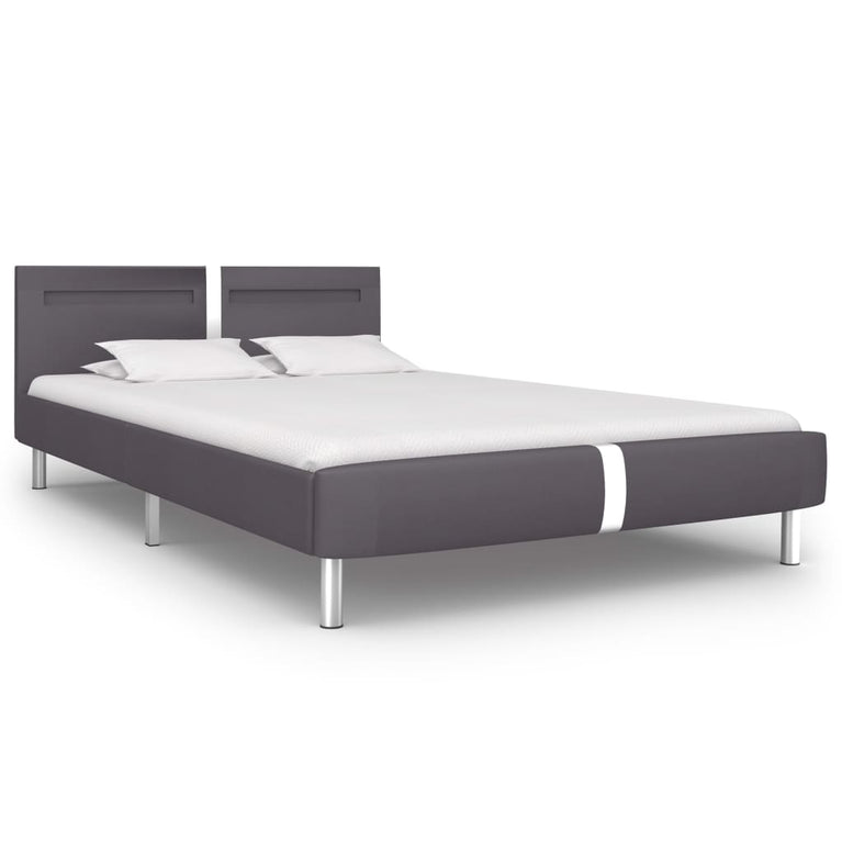 Bedframe met LED kunstleer grijs 140x200 cm