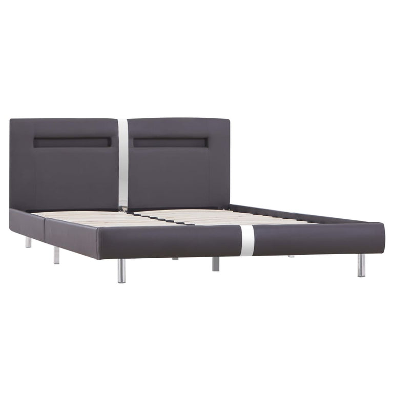 Bedframe met LED kunstleer grijs 140x200 cm